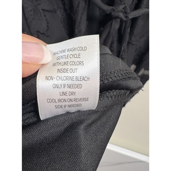 BCX Juniors Black Ruffle Floral Midi Dress XXS Spaghetti Strap Fairy Goth Core - Picture 6 of 7